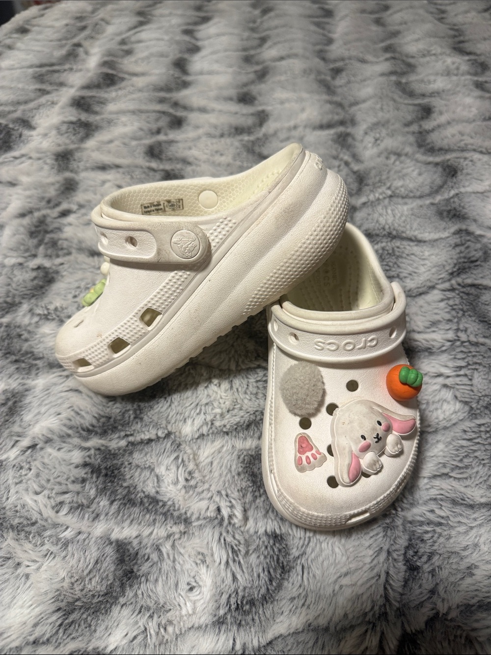 CROCS White Kids Clogs with Bunny and Pumpkin Charms